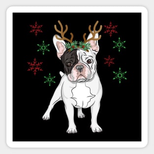 Christmas Reindeer Frenchie Bulldog Magnet